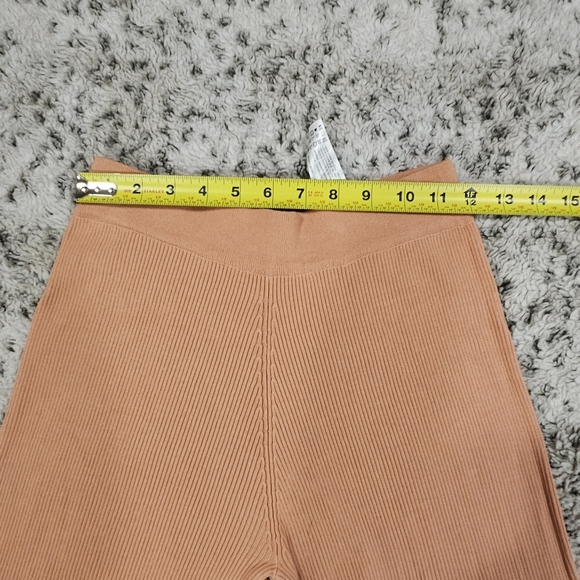 Zara SZ S Ribbed Straight Leg Hi Rise Muted Orange Elastic Waist Pull On Legging - Picture 6 of 11